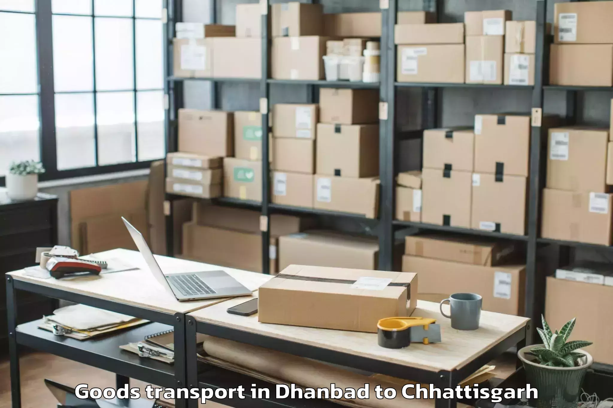 Top Dhanbad to Korba Goods Transport Available